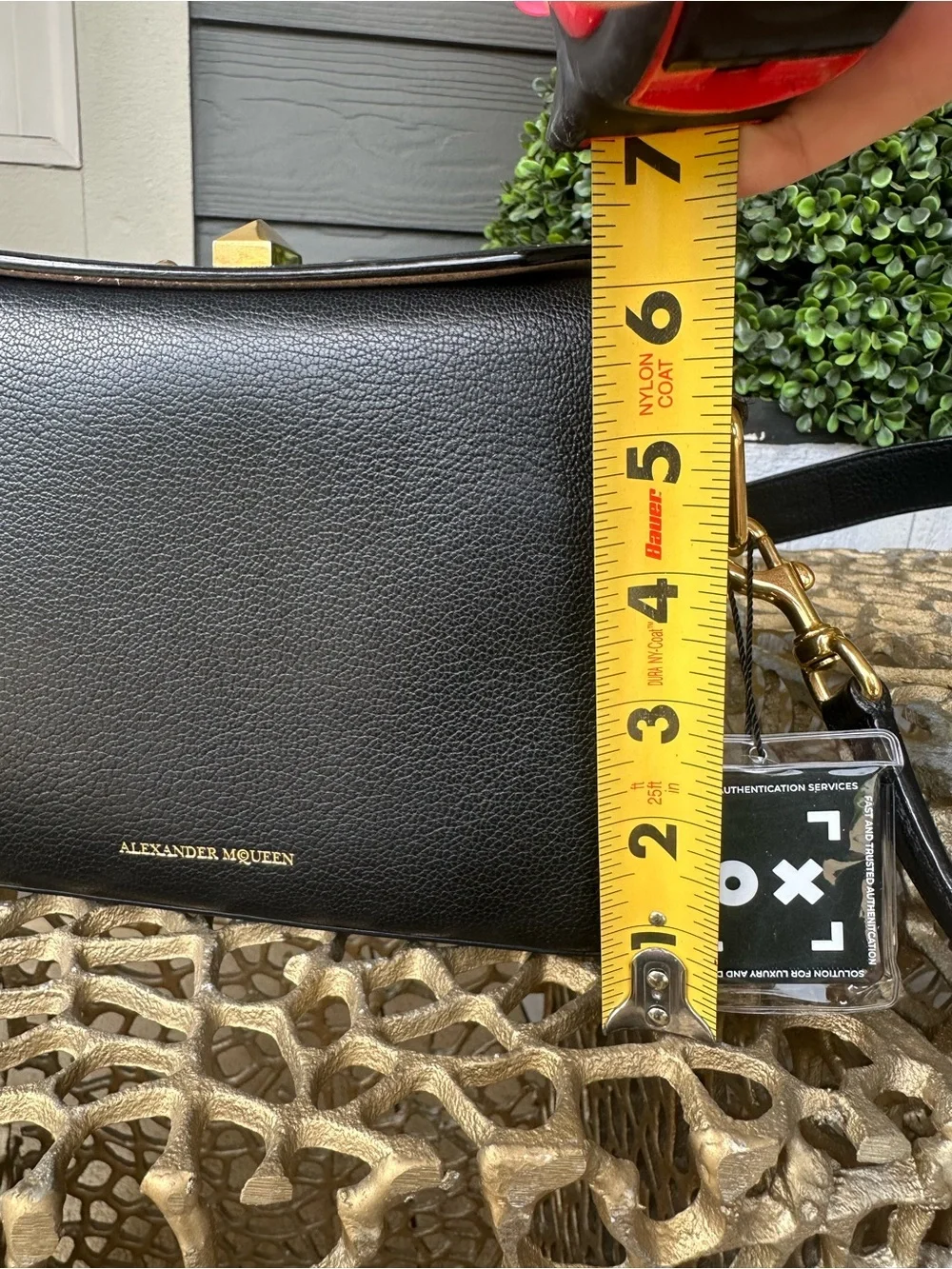 Alexander McQueen Black Leather Bag with Gold Hardware
